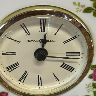 Two Howard Miller Country Rose Desk Clocks