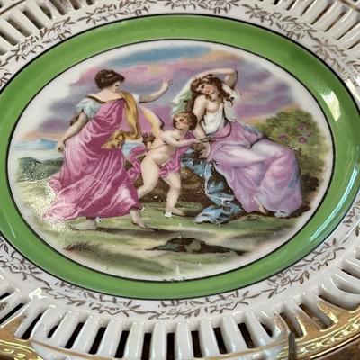 Two Occupied Japan Neoclassical Reticulated Plates