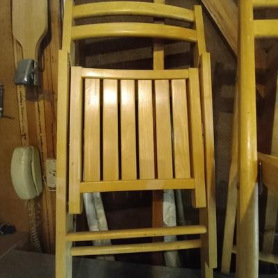 LOT 2 TWO VINTAGE WOODEN FOLDING CHAIRS