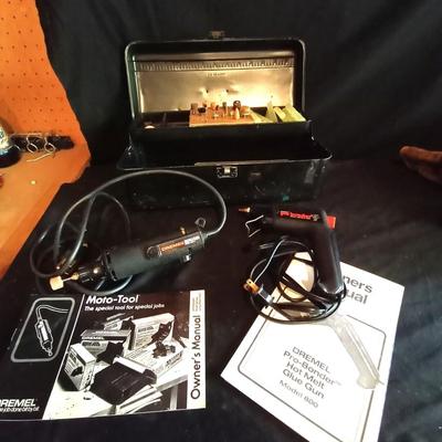 LOT 12 DREMMEL MOTOTOOL-GLUEGUN-METAL TOOLBOX