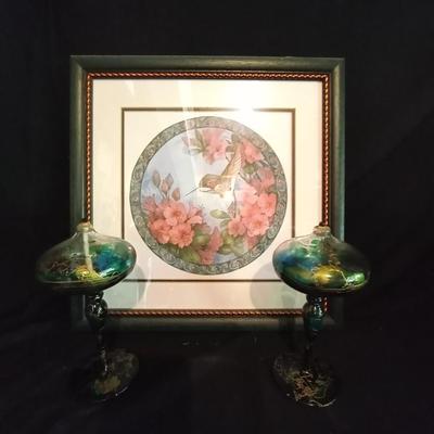 LOT 16 HAND PAINTED OIL LAMPS AND HUMMINGBIRDS