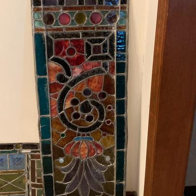 two vintage/ antique stain glass windows out of frames