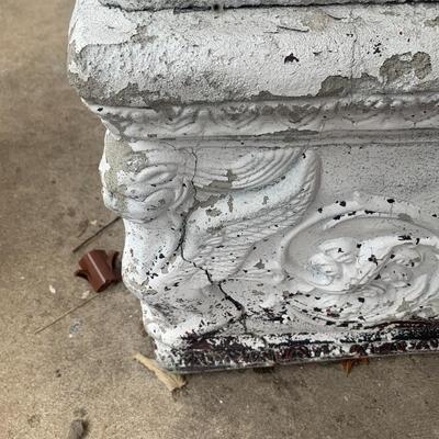 Set of vintage cement sitting /lying lions on their own rectangle pedestal's
