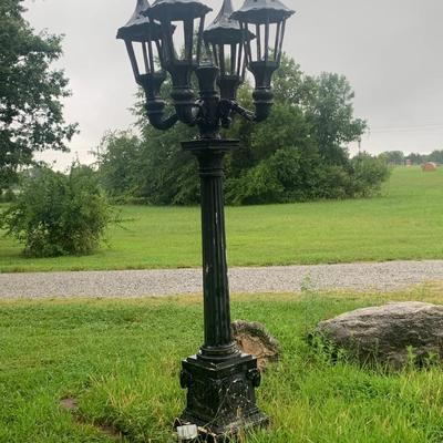 Nice Vintage 4 light lamp post with Ram heads on each corner of the pedestal