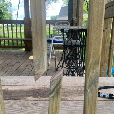 very nice treated wood Derkson gazebo w/ built in benches and metal roof.