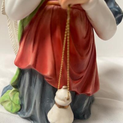 O'Well Hand Painted Fine Porcelain Kneeling Angel Figurine Holding Lantern Mint
