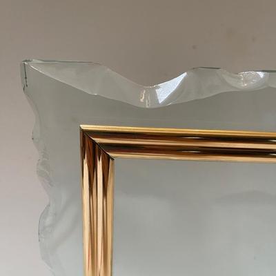 Innovart heavy crystal/ glass frame with gold edge. 10â€. X 10.5â€. Etched signature