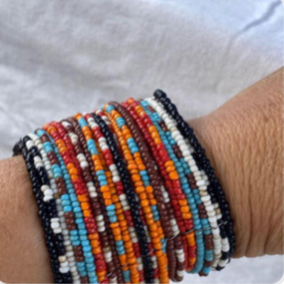 Jewelry, bracelet, Beaded, stretch bracelet, multicolored, chunkyï¿¼