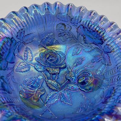 SMITH GLASS ~ Purple Iridescent ~ Carnival Ruffled Edge Rose Bowl