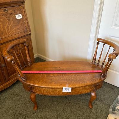 Unusual Oak Oval settee/ bench