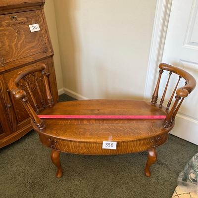 Unusual Oak Oval settee/ bench