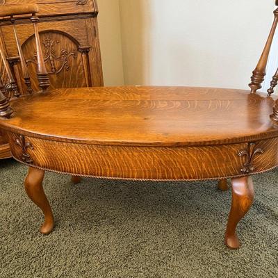 Unusual Oak Oval settee/ bench