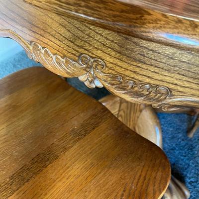 Oak Round table with Claw Feet & 4 Pressed back chairs