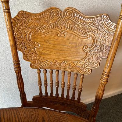 Oak Round table with Claw Feet & 4 Pressed back chairs