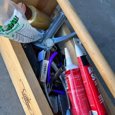 Wood Tool tote with stuff