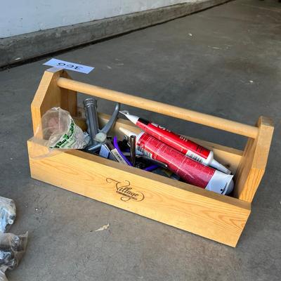 Wood Tool tote with stuff