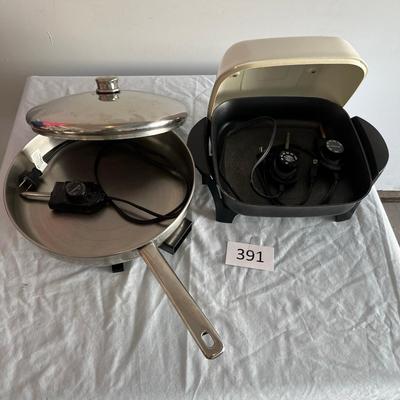 Two electric skillets