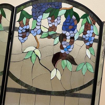 Grape Stained Glass Fireplace Screen