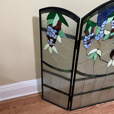 Grape Stained Glass Fireplace Screen