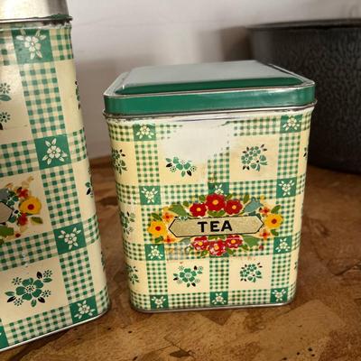 Lot of 3 Canisters 1920s Gingham