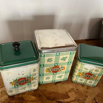 Lot of 3 Canisters 1920s Gingham