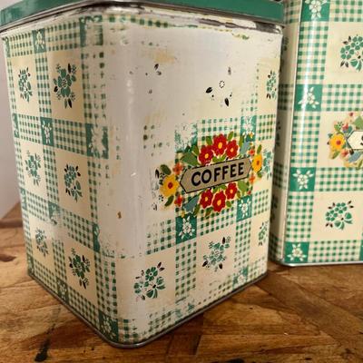 Lot of 3 Canisters 1920s Gingham