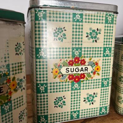 Lot of 3 Canisters 1920s Gingham