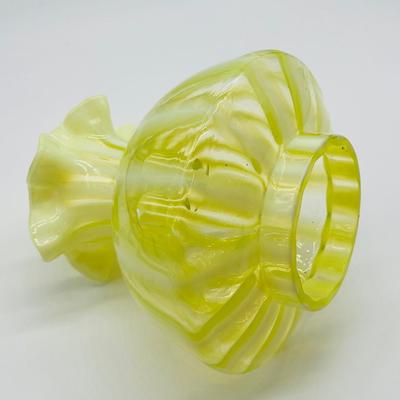 FENTON ~ Yellow Vaseline/Uranium ~ Glass Hurricane Lamp Topper