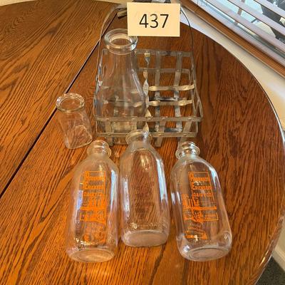 Milk Carrier & 4 Quart Bottles + pint