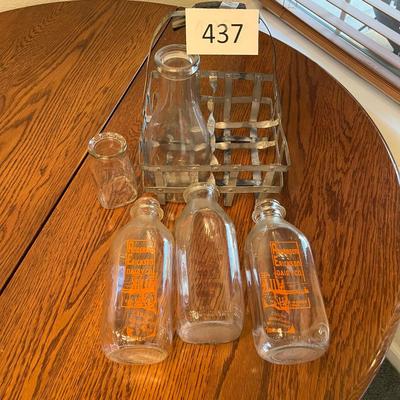 Milk Carrier & 4 Quart Bottles + pint