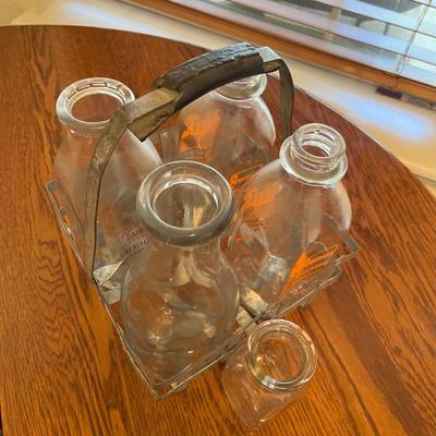 Milk Carrier & 4 Quart Bottles + pint