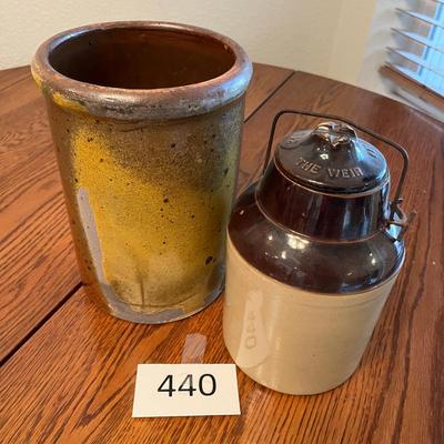 Lot of Crockery Fruit Jar & small crock