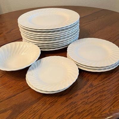 White Swirl Porcelain dinnerware grouping