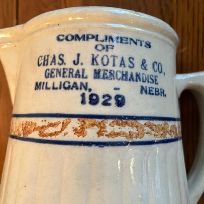 RED WING Stoneware Spatter Band Advertising Pitcher