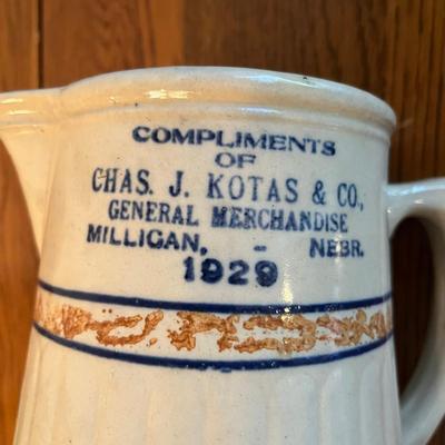RED WING Stoneware Spatter Band Advertising Pitcher