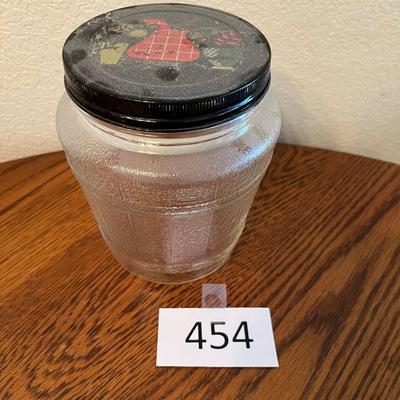 Coffee Jar with Black lid decorated