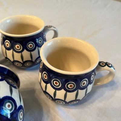Set of 4 Poland Pottery Mugs
