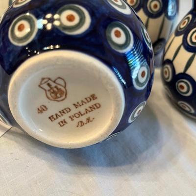 Set of 4 Poland Pottery Mugs