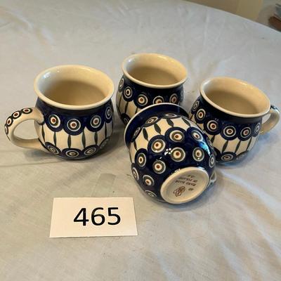 Set of 4 Poland Pottery Mugs