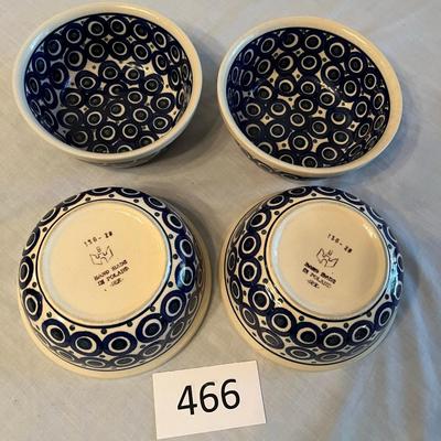 Lot of 4 Poland Pottery Soup Bowls
