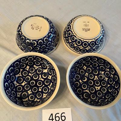 Lot of 4 Poland Pottery Soup Bowls