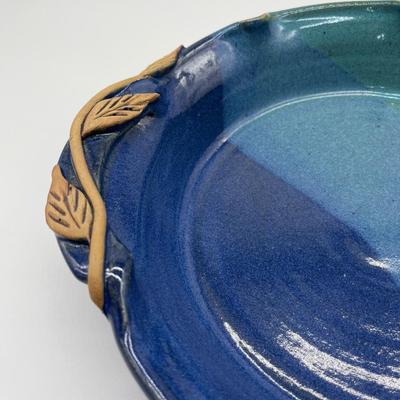 Navy Blue Glazed Pottery Divided Chip & Dip