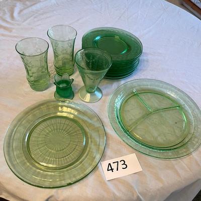 Green Depression Lot Uranium Glass