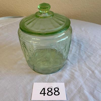 CAMEO Depression Glass Cookie Jar Uranium Glass