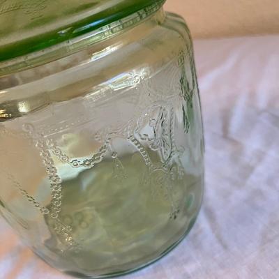 CAMEO Depression Glass Cookie Jar Uranium Glass