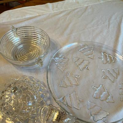 Lot of Misc Crystal Glassware Waffle Butter Dish