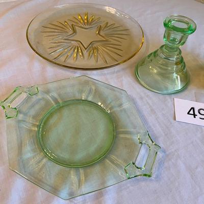 Amber & Green Glass Lot Uranium Glass