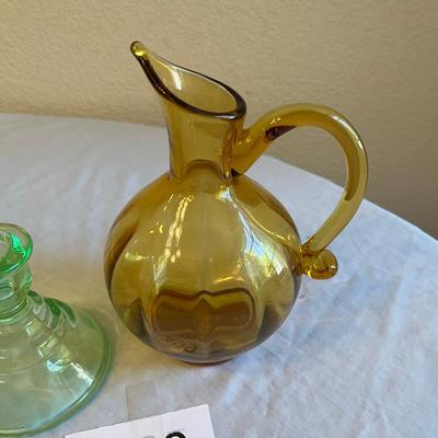 Amber & Green Glass Lot Uranium Glass