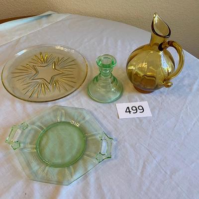 Amber & Green Glass Lot Uranium Glass