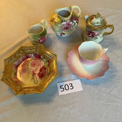 Lot of Hand Painted & Gilded pottery